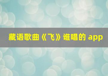 藏语歌曲《飞》谁唱的 app